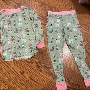 Little Sleepies aqua puppies long sleeve bamboo pajama set